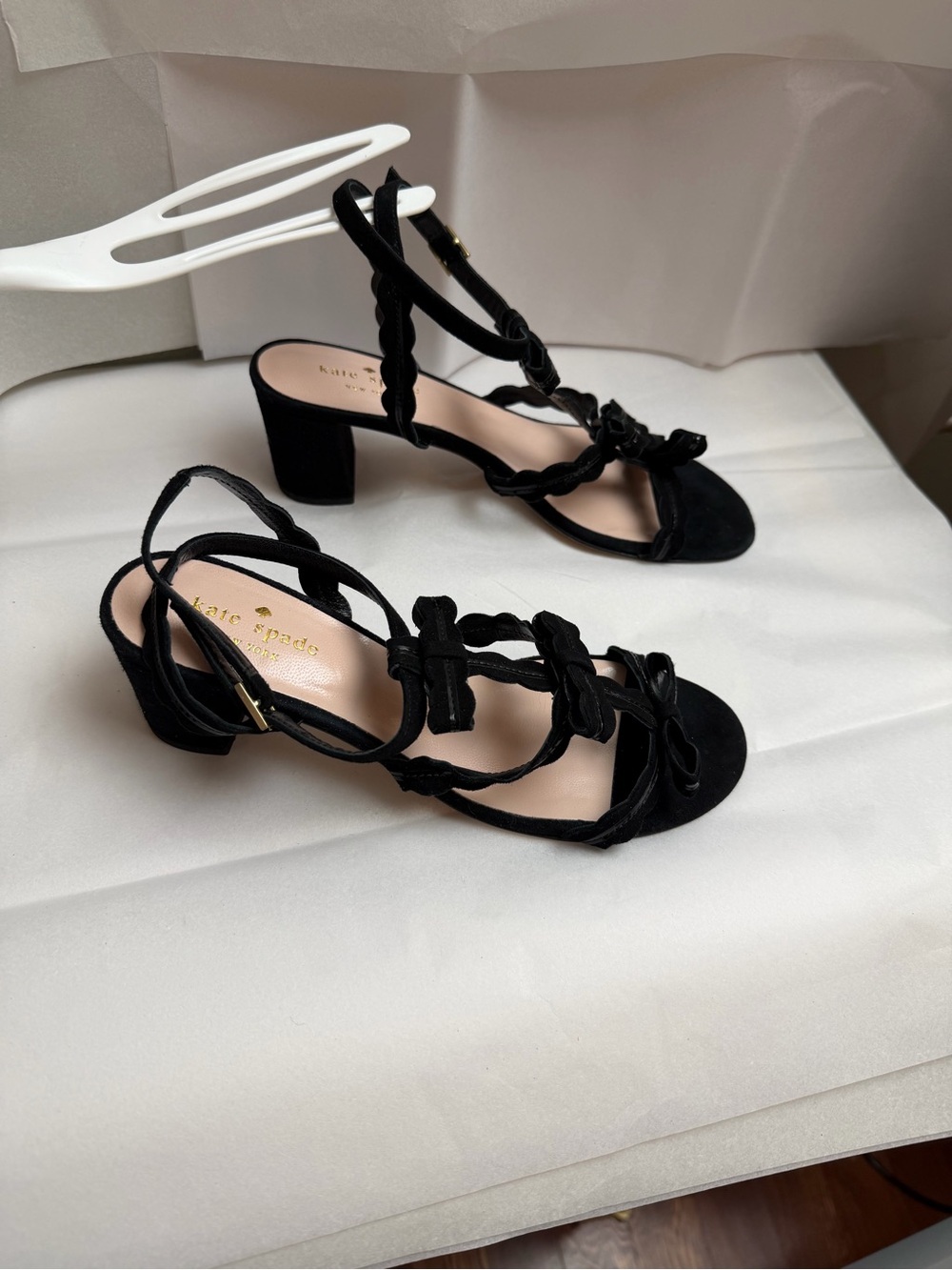kate spade Black Suede Multi-Bow Strappy Sandals - Picture 3 of 6